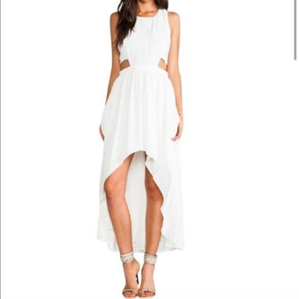 Lovers & Friends Foxy Dress White Bride hi lo cut out xs